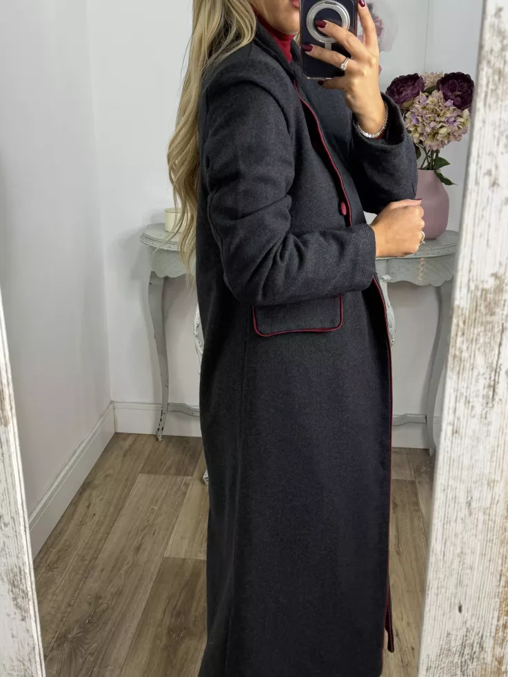 Abrigo Raisa cuadros gris