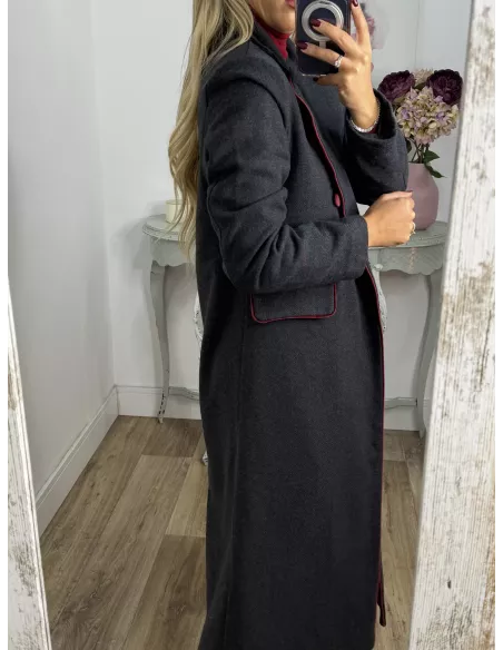 Abrigo Raisa cuadros gris