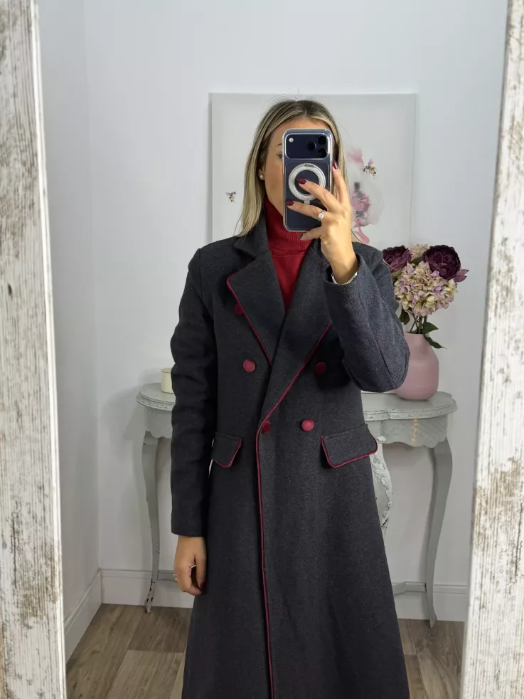 Abrigo Raisa cuadros gris