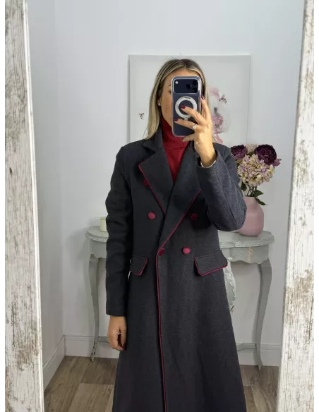 Abrigo Raisa cuadros gris