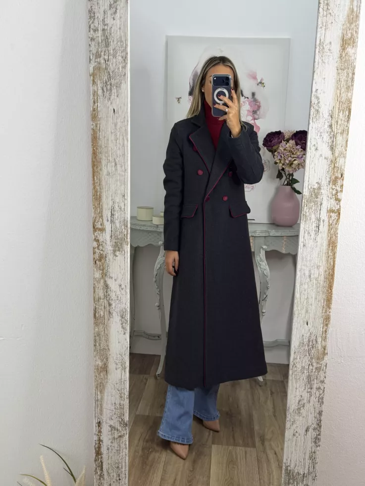 Abrigo Raisa cuadros gris