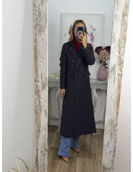 Abrigo Raisa cuadros gris