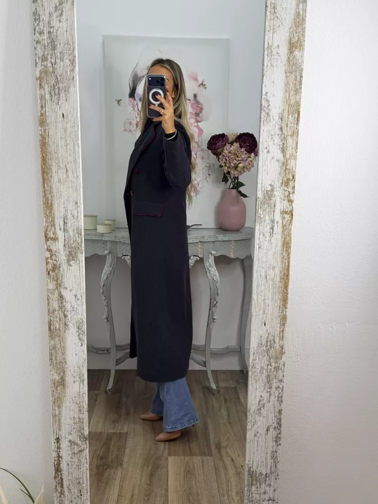 Abrigo Raisa cuadros gris