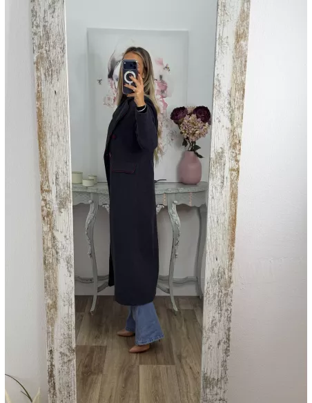 Abrigo Raisa cuadros gris