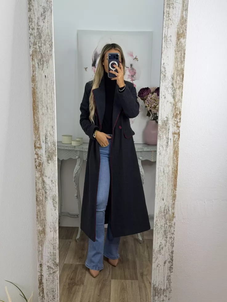 Abrigo Raisa cuadros gris