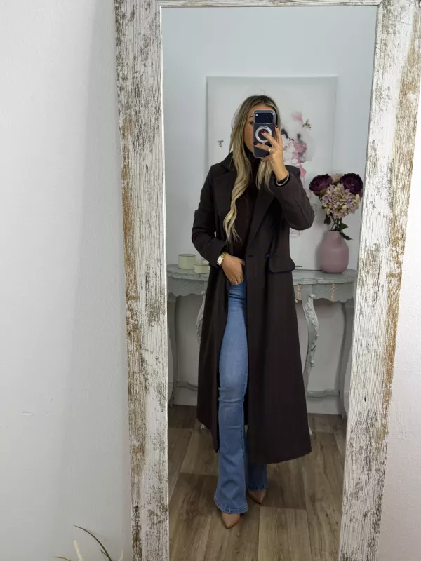 Abrigo Raisa cuadros marrón