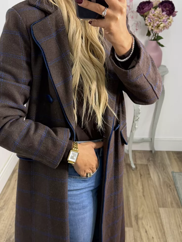 Abrigo Raisa cuadros marrón
