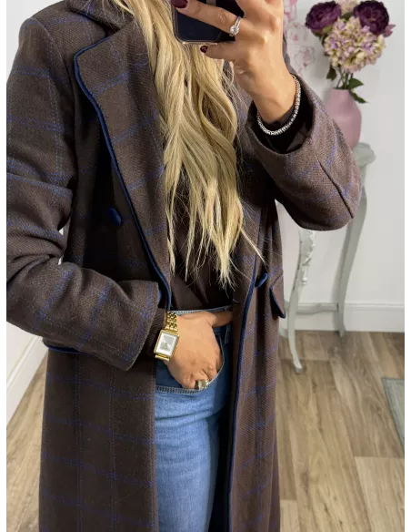 Abrigo Raisa cuadros marrón
