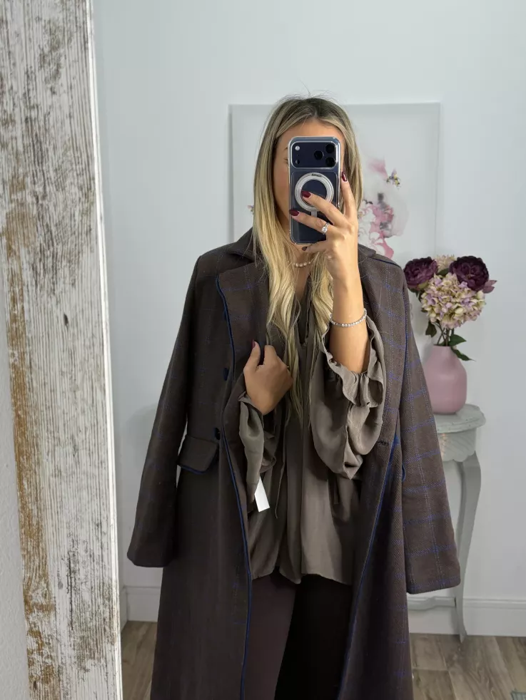 Abrigo Raisa cuadros marrón