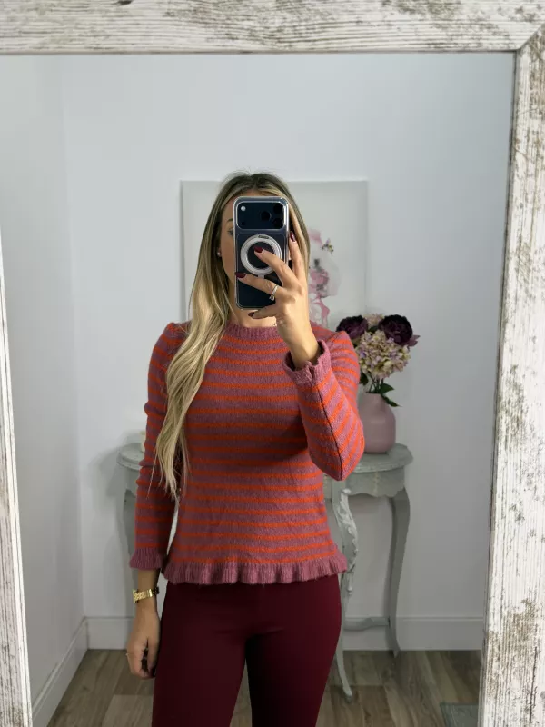 Jersey Fina rosa y naranja