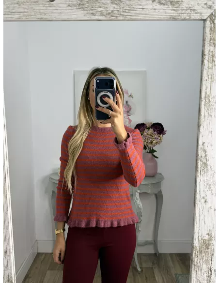 Jersey Fina rosa y naranja