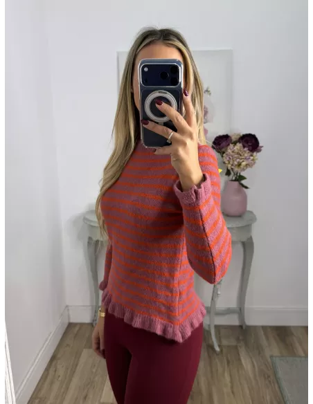 Jersey Fina rosa y naranja