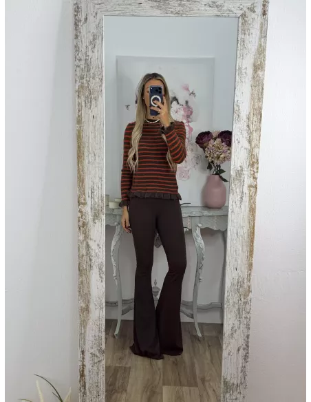 Pantalón campana largo chocolate