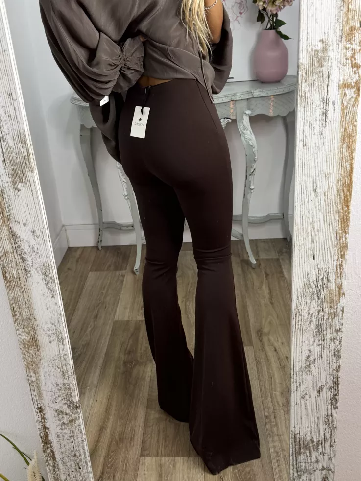 Pantalón campana largo chocolate