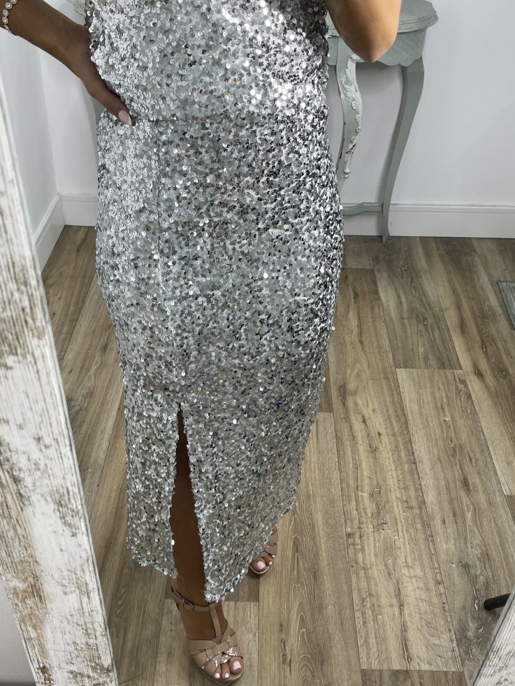 Falda lentejuelas gris