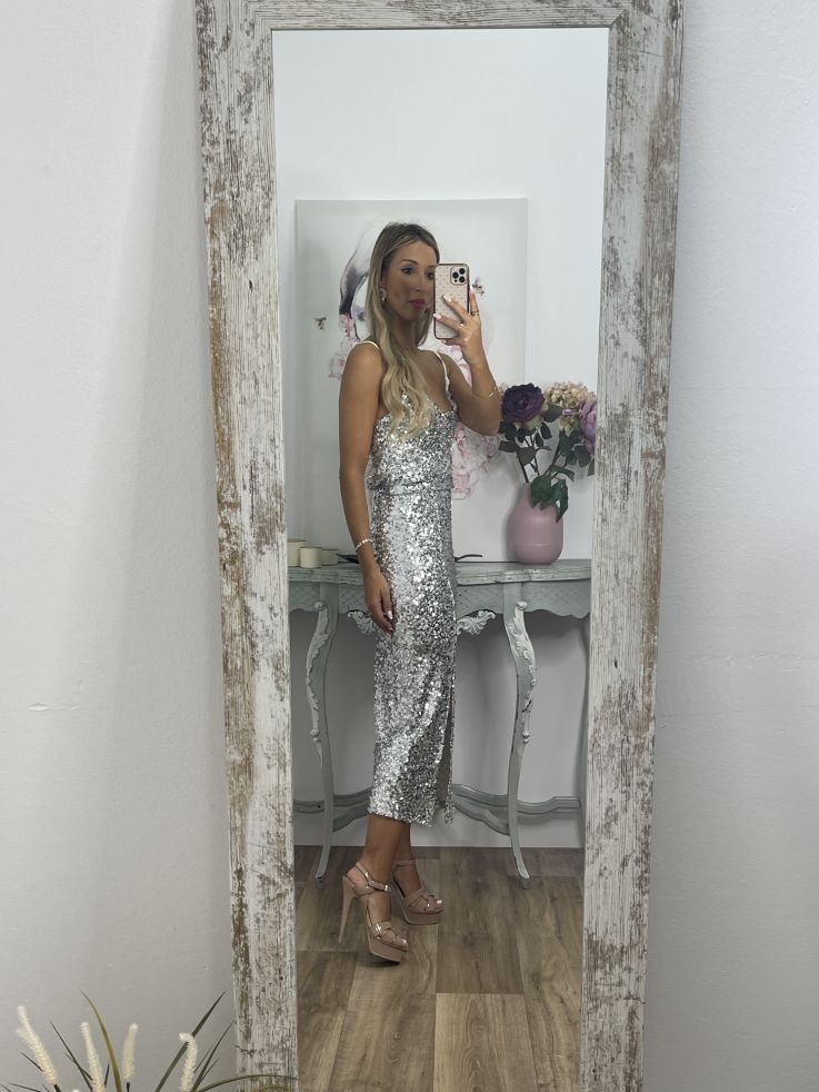 Falda lentejuelas gris