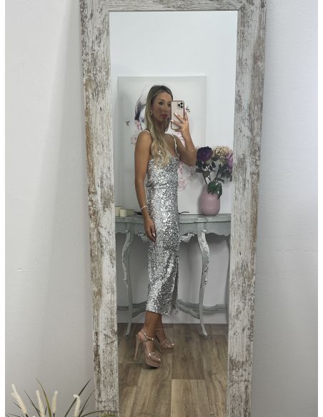 Falda lentejuelas gris