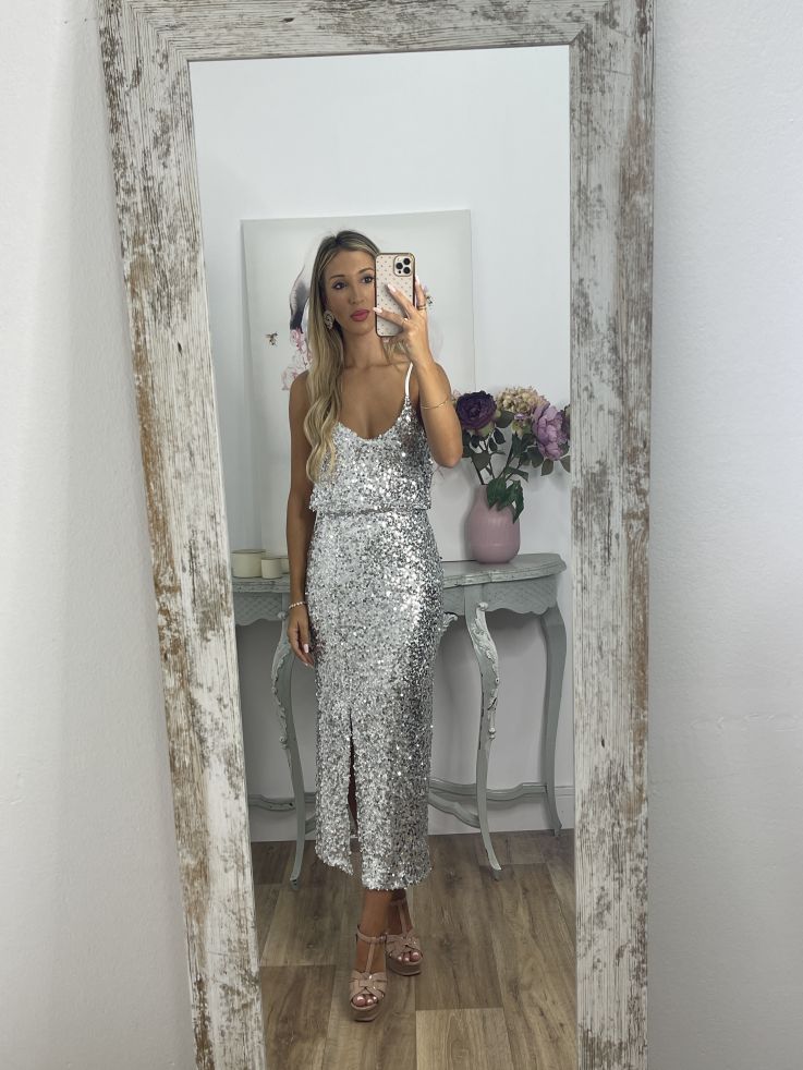 Falda lentejuelas gris