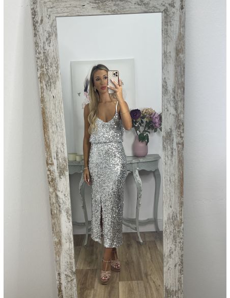 Falda lentejuelas gris