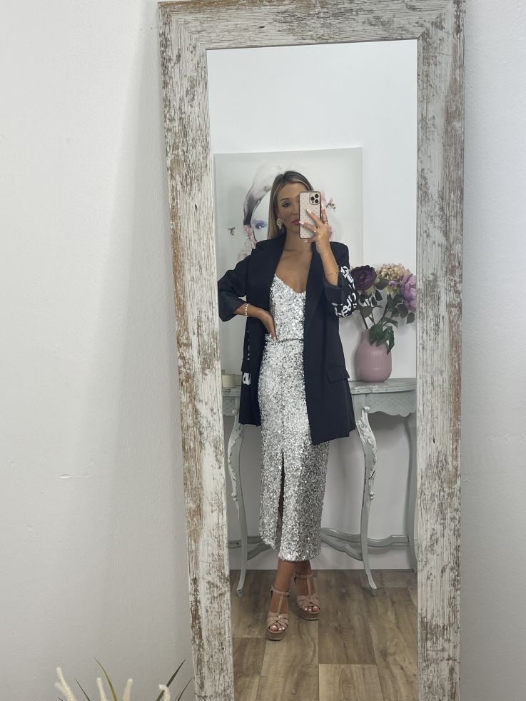 Falda lentejuelas gris