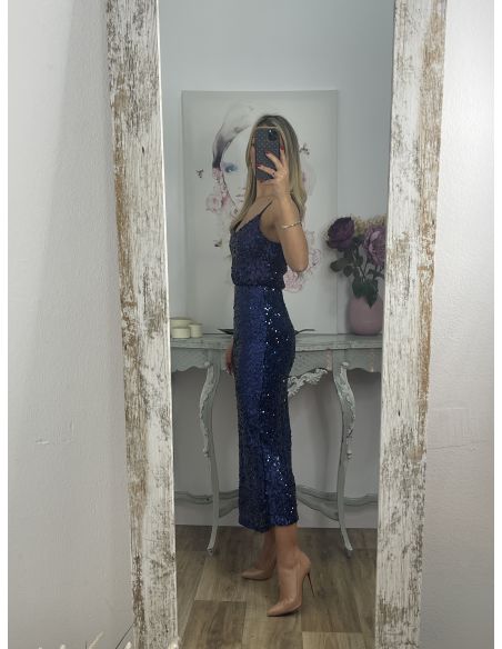 Falda lentejuelas azul marino