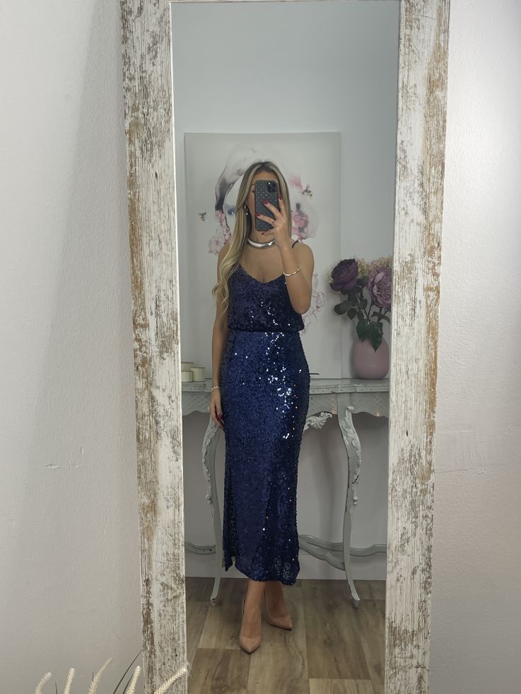 Falda lentejuelas azul marino