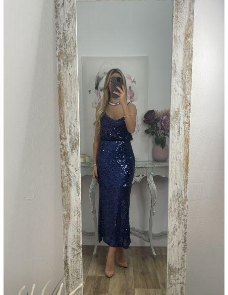 Falda lentejuelas azul marino