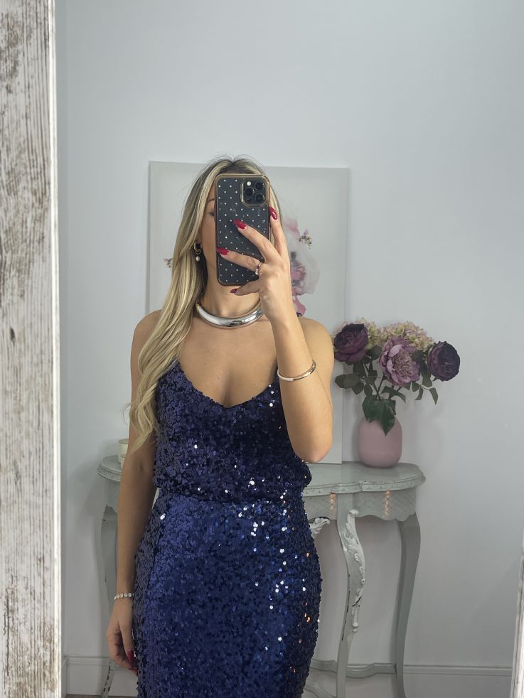 Falda lentejuelas azul marino