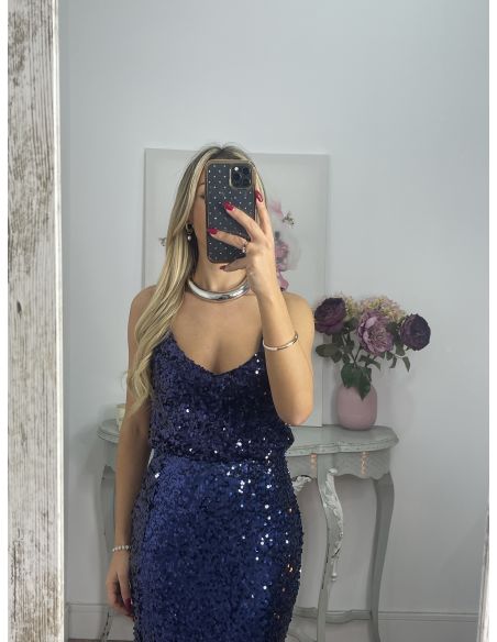 Falda lentejuelas azul marino