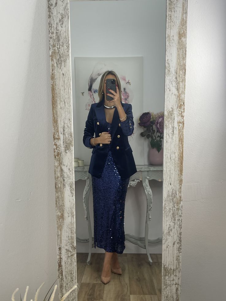 Falda lentejuelas azul marino