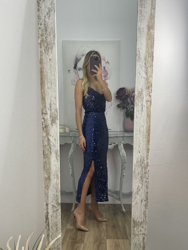 Falda lentejuelas azul marino