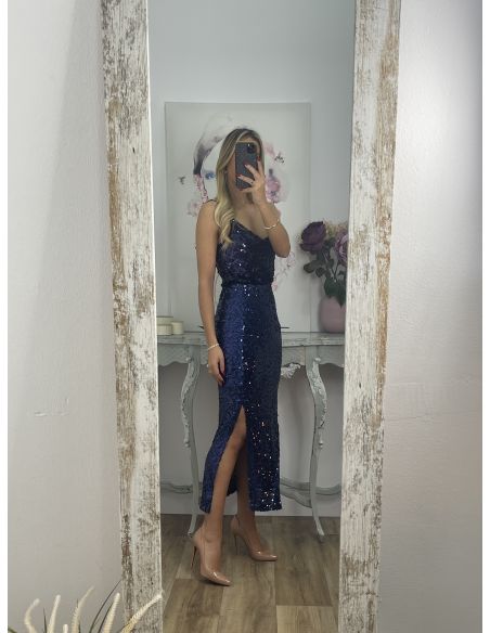 Falda lentejuelas azul marino