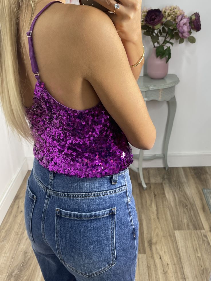 Top lentejuelas buganvilla