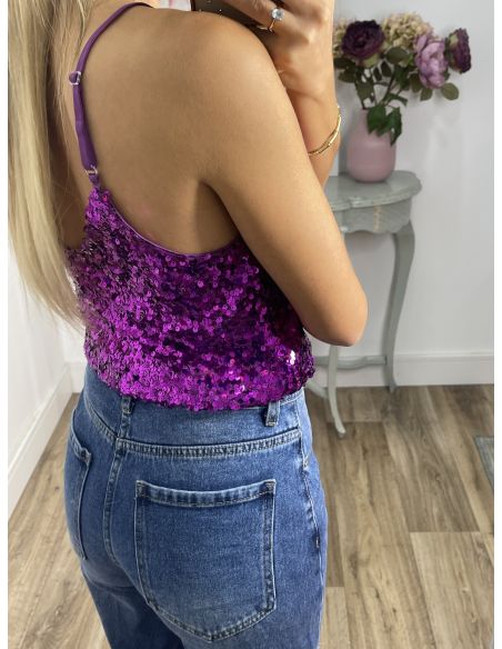 Top lentejuelas buganvilla