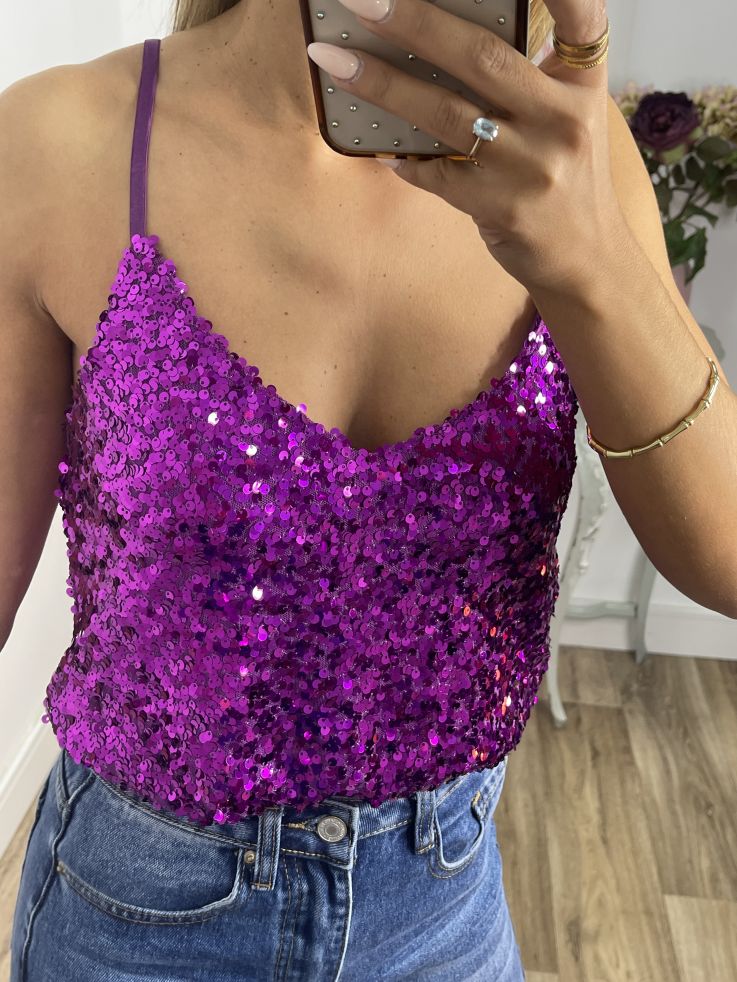 Top lentejuelas buganvilla