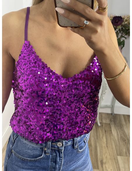 Top lentejuelas buganvilla