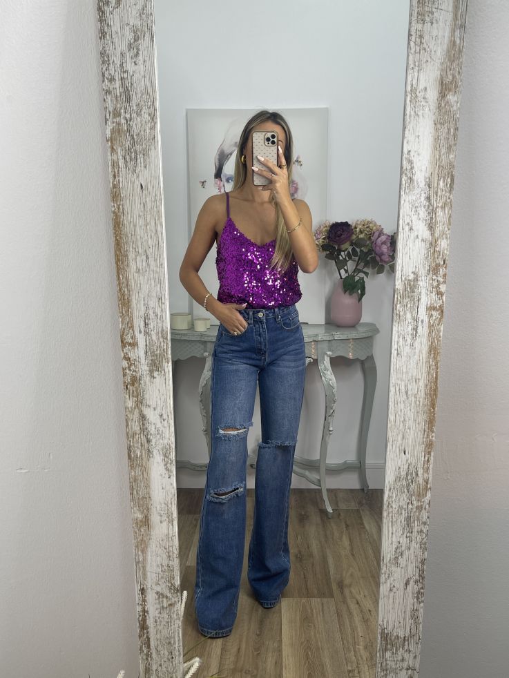 Top lentejuelas buganvilla