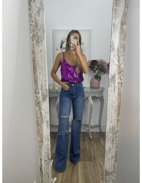 Top lentejuelas buganvilla