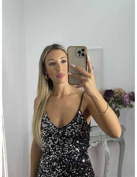 Top lentejuelas negro y plateado