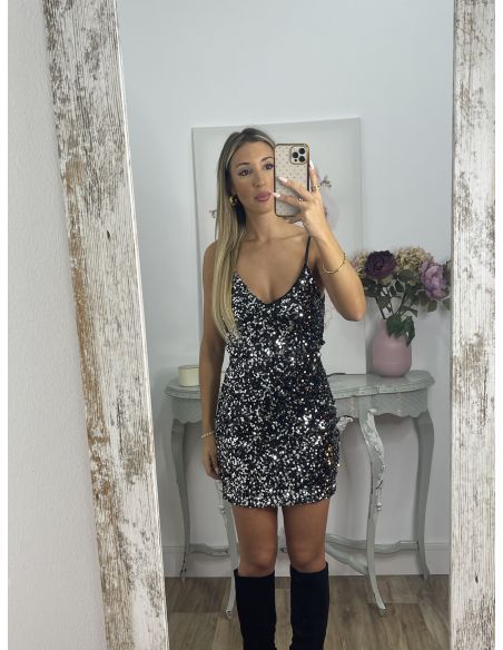 Top lentejuelas negro y plateado