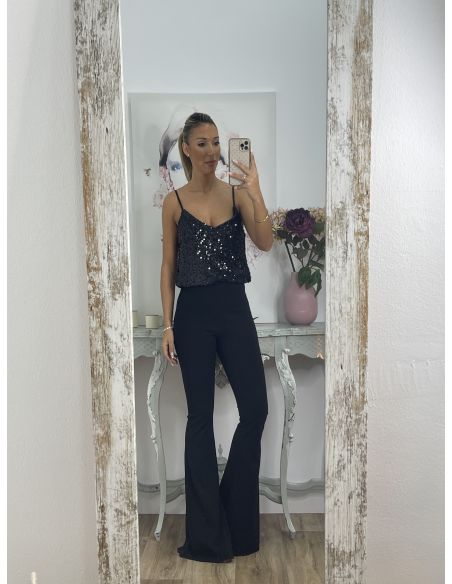 Top lentejuelas negro