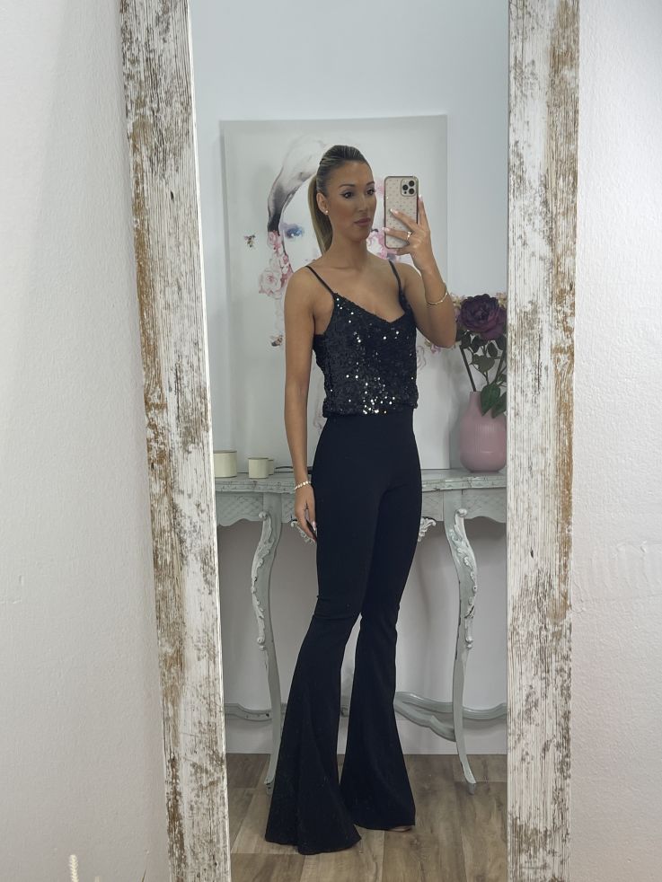 Top lentejuelas negro