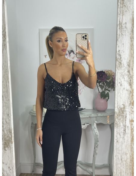 Top lentejuelas negro