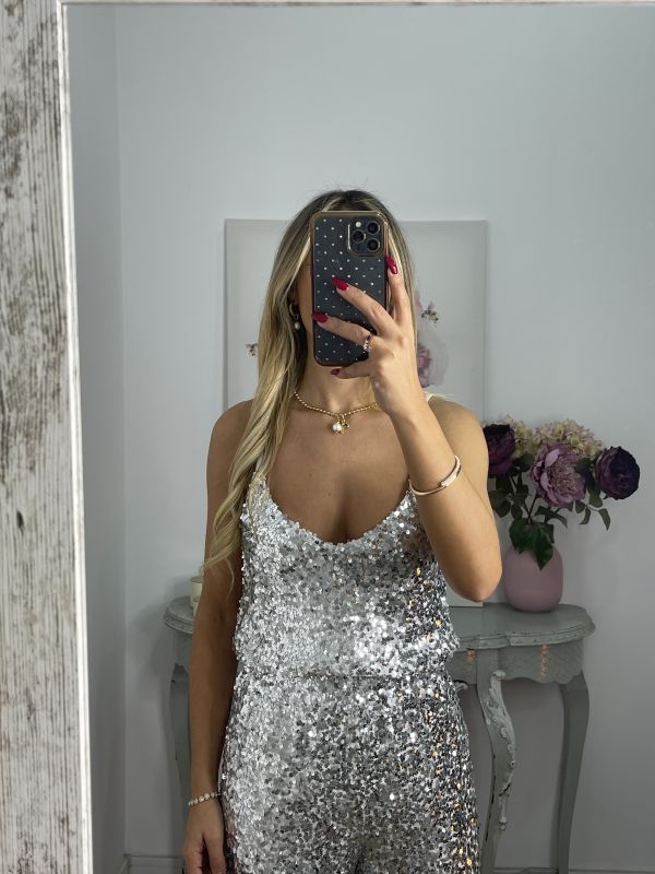 Top lentejuelas plateado