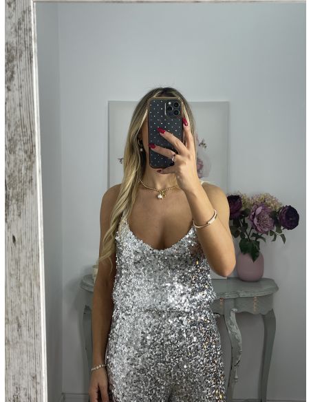 Top lentejuelas plateado