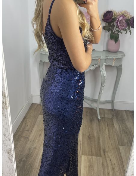 Top lentejuelas azul marino