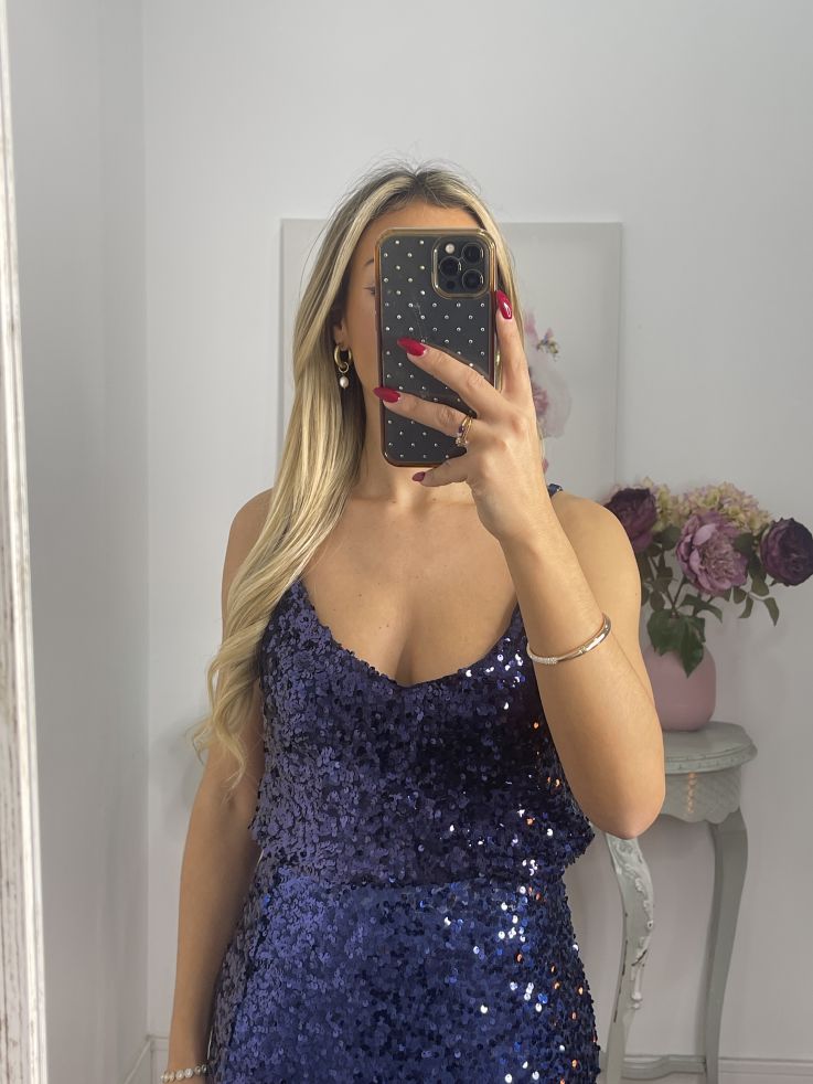 Top lentejuelas azul marino