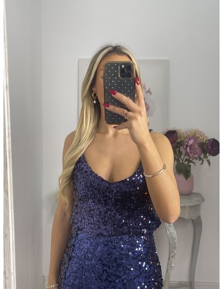 Top lentejuelas azul marino