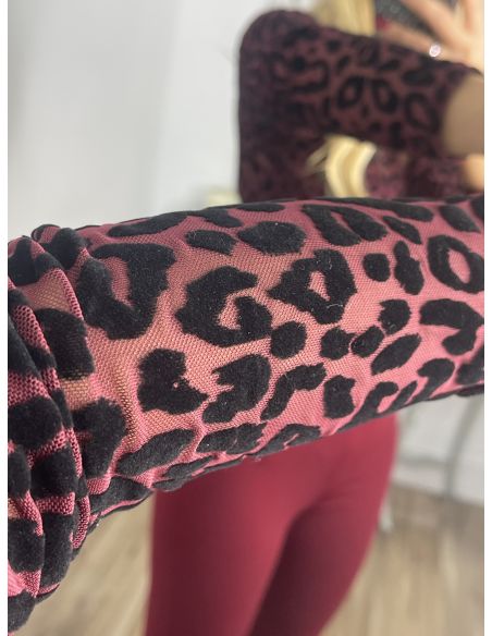 Body burdeos con print de terciopelo