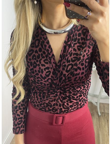 Body burdeos con print de terciopelo